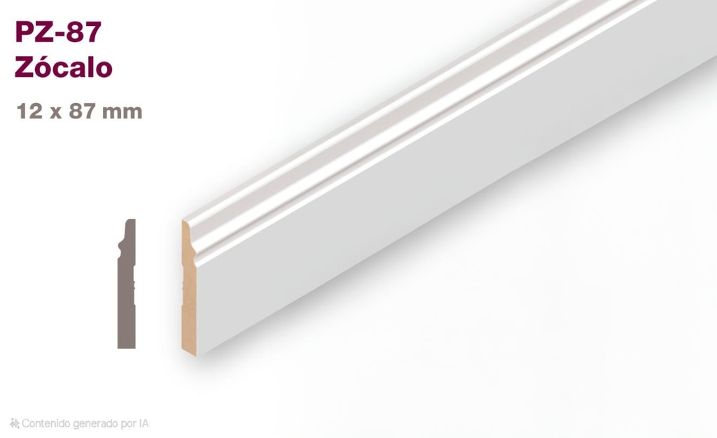 3342 ZOCALO PZ-87 MDF PREPINTADO BLANCO 8,7CM - 12x87x2,60mts