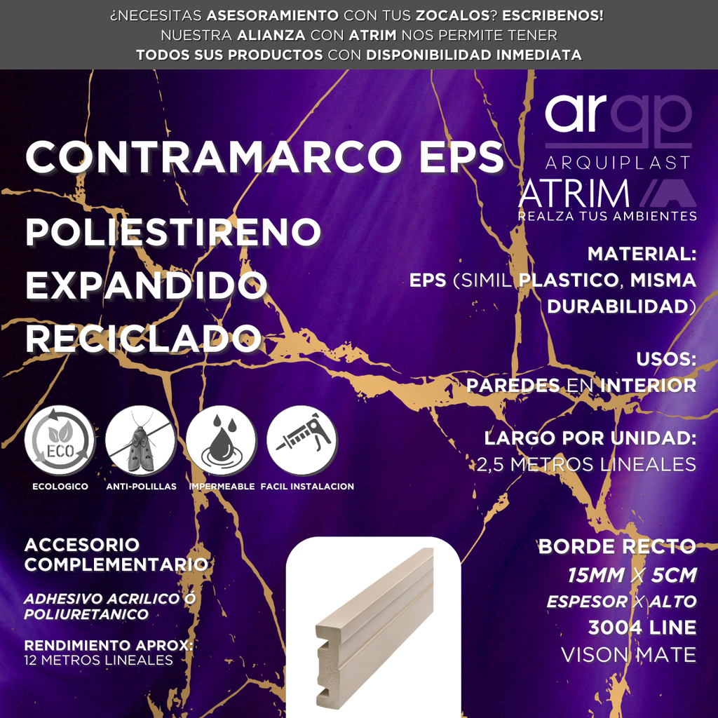 CONTRAMARCO ATRIM LINE 3004 EPS PLASTICO VISON 5CM - 15x50x2,5mts