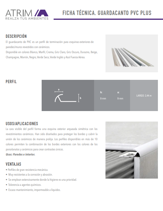 228 PVC GUARD. LINEA PLUS 9mm x 2,44m NEGRO A1