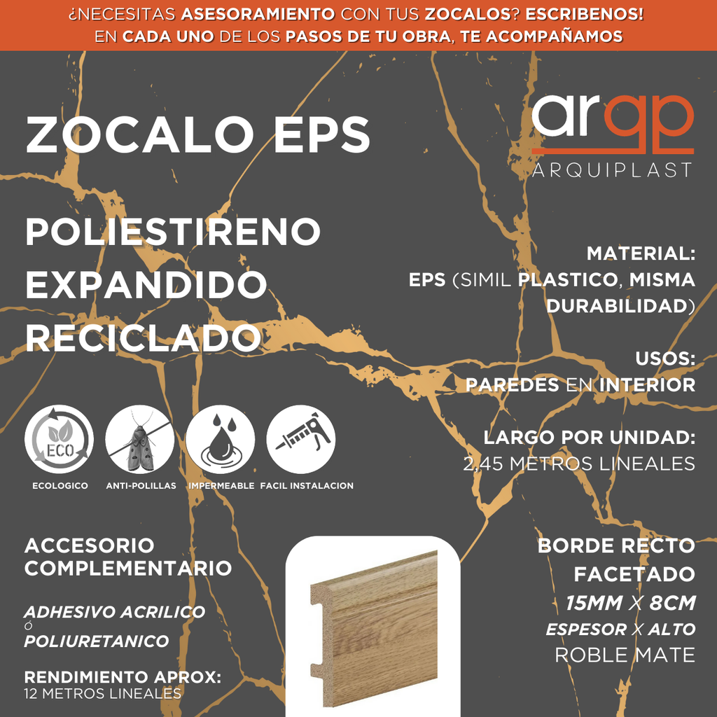 ZÓCALO COLOR MADERA 15x80x2,45 FACETADO ROBLE FRANCES