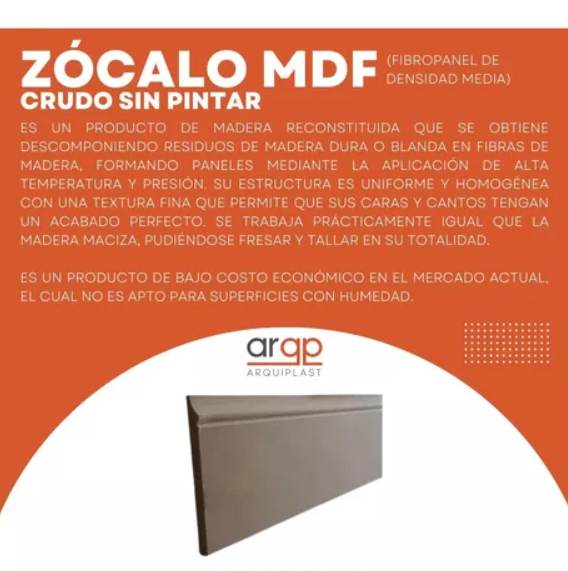 AZ 56L ZOCALO P/PINTAR 56*12*2.60MTS MDF