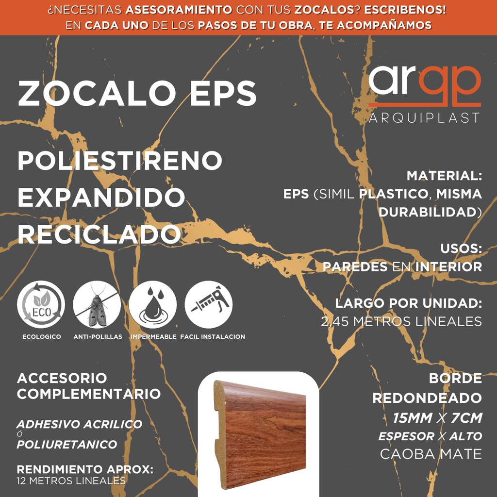 ZÓCALO COLOR MADERA 15x70x2,45 REDONDO CAOBA