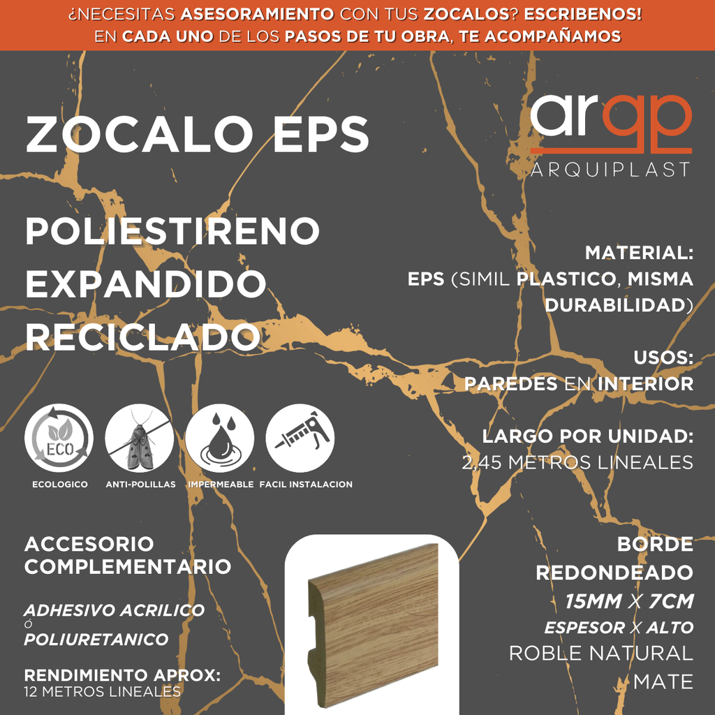ZÓCALO COLOR MADERA 15x70x2,45 REDONDO ROBLE NAT
