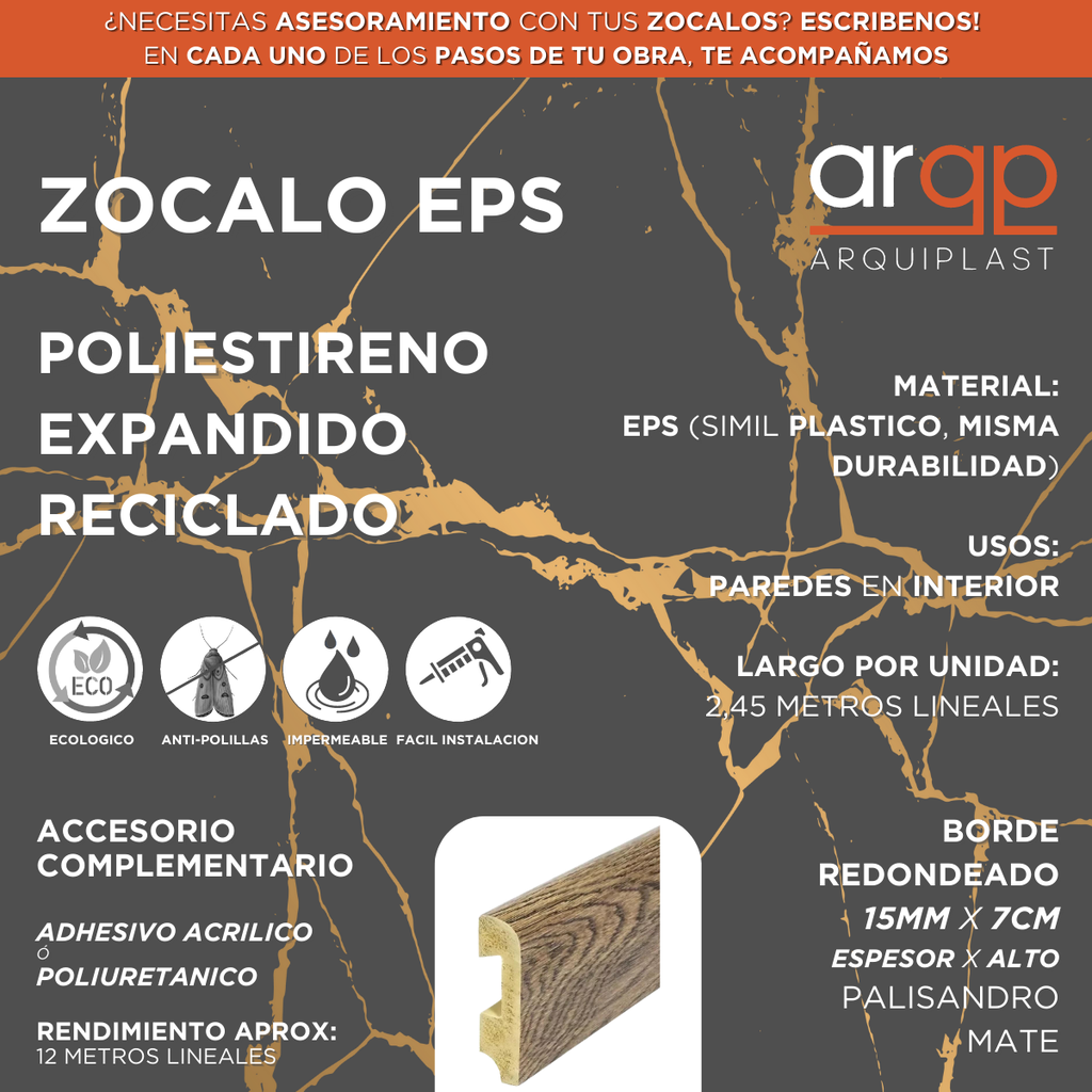 ZÓCALO COLOR MADERA 15x70x2,45 REDONDO PALISANDRO