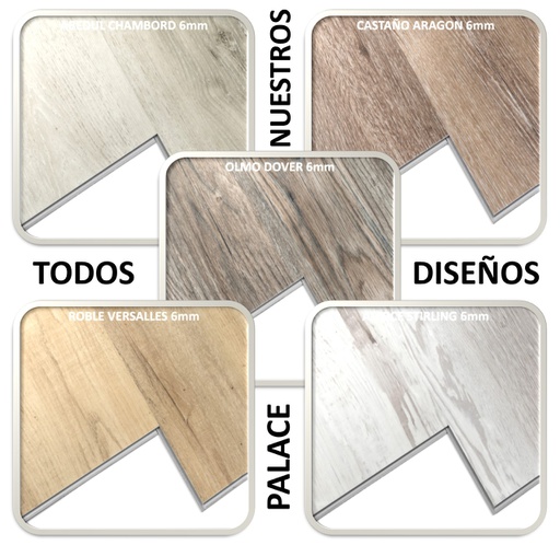 CM PISOS  VINILICOS (Caja 2.43m²) CLICK EUROTEC PALACE TOUCH  6,0mm (5+1) x230x1520mm TODOS