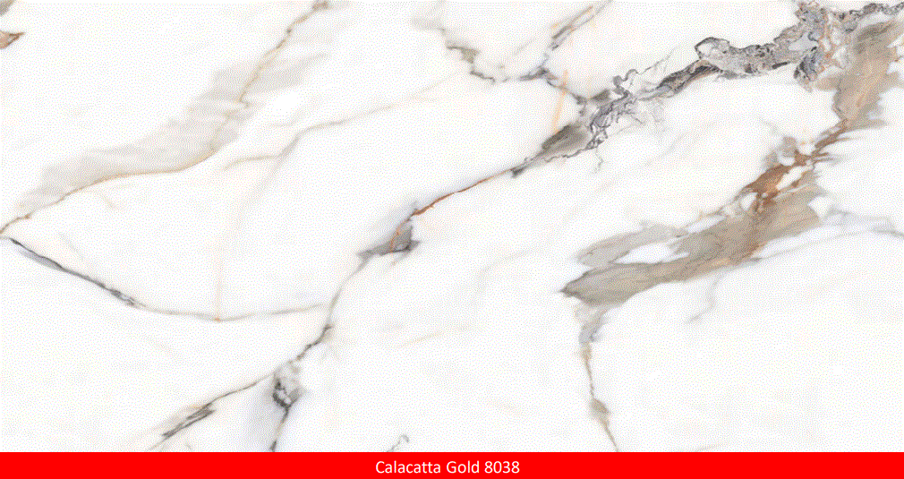[8038-1A] RV PLACAS UV MARBLE 8038-1A 3mm CALACATTA GOLD Medida 1.22x2.80m